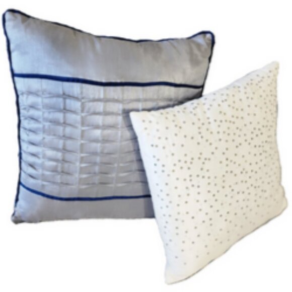 Queen 7 pc Harmony Jacquard Comforter Madison Park Set Navy & Silver - Picture 6 of 13